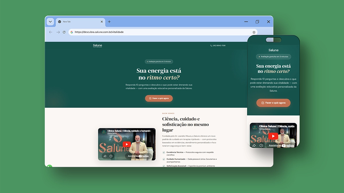 Landing page Termômetro de Vitalidade da Clínica Salune — ferramenta interativa de captação de leads